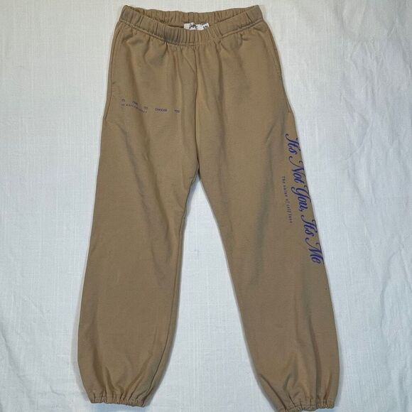 The Mayfair Group Tan It’s Not You It’s Me Elastic Waistband Sweatpants Medium - Picture 1 of 9